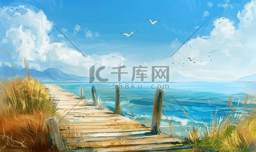 海南清补凉插画图片_海边风光壁纸