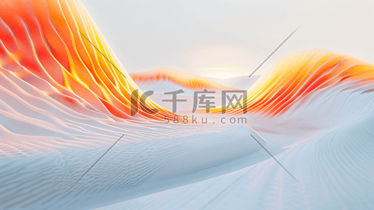 光芒放射插画图片_两个抽象的箭头交叉在一起，有节制的线条，橙色的光芒流出，呈发光球体的风格，在白色的山谷中