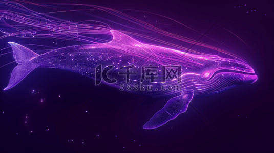 鲸鱼海洋插画图片_紫色科技感海洋鲸鱼插画