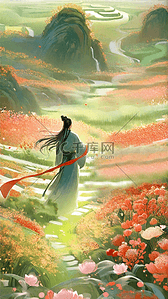 七夕情人节古风插画图片_与凤行古典国风浪漫古风情侣插画