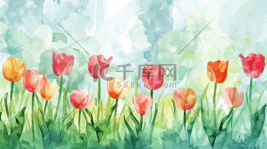 花朵叶子插画图片_彩色手绘花朵植物装饰插画