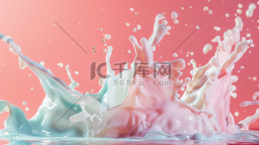 水花插画图片_白色水花溅起立体合成创意插画