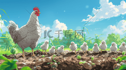 一群奶牛插画图片_母鸡妈妈和一群小鸡插画