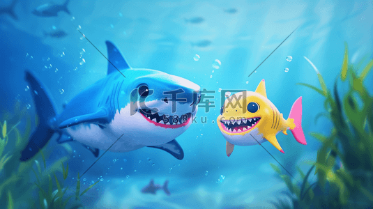 深海鱼类插画图片_彩色唯美梦幻海洋深海鱼类的插画