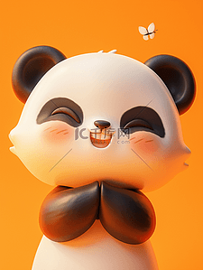 熊猫后背插画图片_彩色卡通可爱熊猫的插画