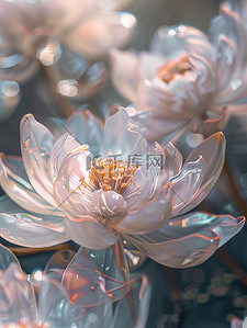 半透明莲花的3D插画海报