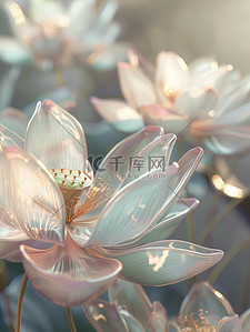 半透明莲花的3D插画海报