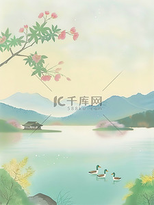 幸运的的鸭子插画图片_春江水暖的鸭子粉笔画图片