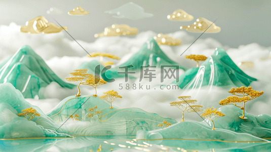 logo展示模板插画图片_缤纷梦幻唯美立体假山展示的插画