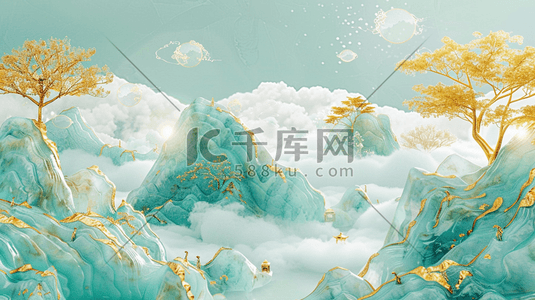 logo展示模板插画图片_缤纷梦幻唯美立体假山展示的插画