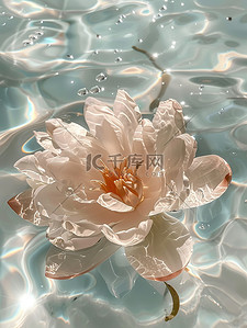 漂浮物碎片插画图片_透明的水晶莲花漂浮在水中插画海报