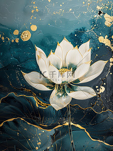 金色纹理插画图片_荷花壁画纹理金色线条原创插画