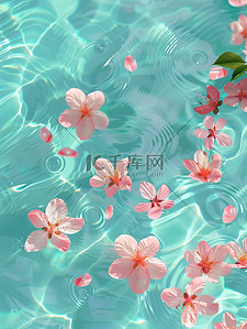 花朵矢量插画图片_水上飘浮粉红色的花朵矢量插画