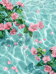 花朵矢量插画图片_水上飘浮粉红色的花朵矢量插画