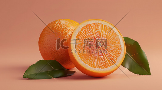 游戏图标插画图片_新鲜的橙子水果3D插画素材