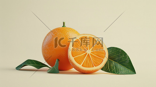 游戏图标插画图片_新鲜的橙子水果3D图片