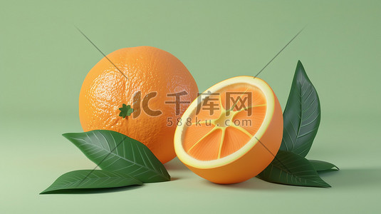 新鲜的橙子水果3D图片