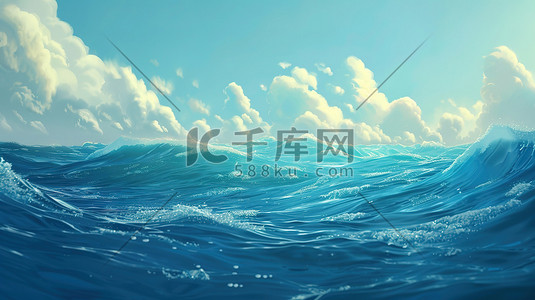 大海海洋海浪夏天原创插画