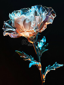 透明的玻璃球插画图片_发光玻璃康乃馨母亲节花朵插画设计