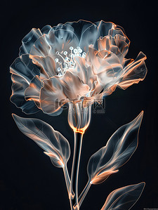 玻璃碎片插画图片_发光玻璃康乃馨母亲节花朵插画设计
