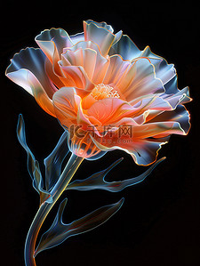 玻璃玻璃插画图片_发光玻璃康乃馨母亲节花朵插画素材