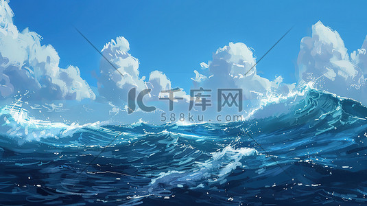 海洋插画图片_大海海洋海浪夏天素材