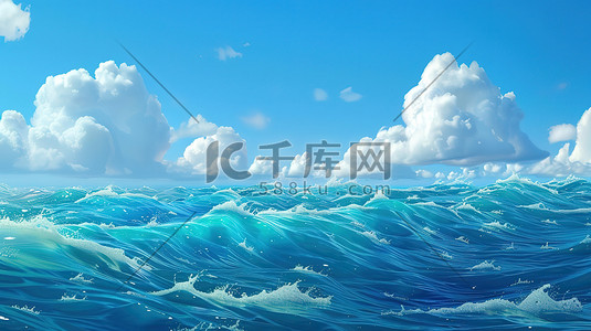 大海海洋海浪夏天原创插画