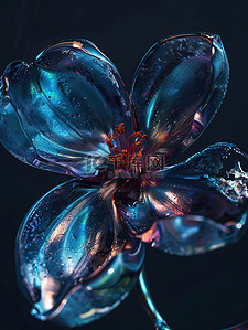 金属光泽玻璃透明花朵插画