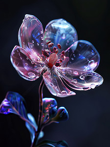 金属音符插画图片_金属光泽玻璃透明花朵图片