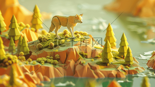 小图标插画图片_3D山林里的动物插画