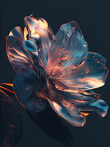 金属光泽玻璃透明花朵图片