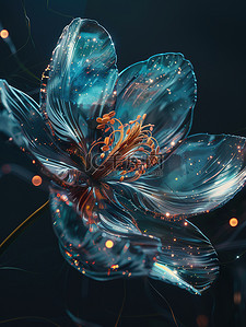 金属光泽玻璃透明花朵插画图片