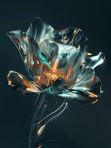 金属音符插画图片_金属光泽玻璃透明花朵原创插画