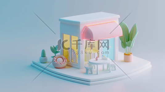 3D可爱的小商店插画