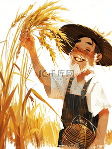 丰收拿着麦穗的农民插画22