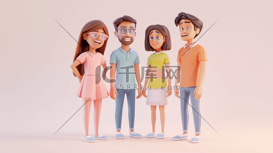 招租软件插画图片_一组3D开发小组成员插画
