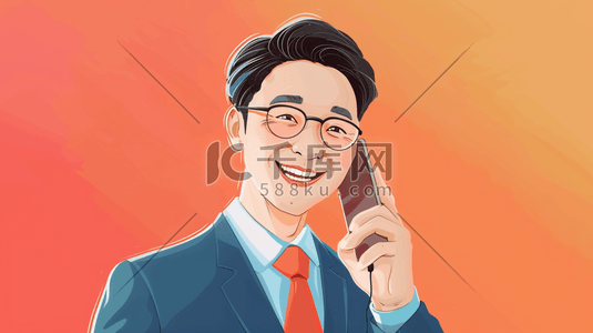 公司客服接听回答问题插画