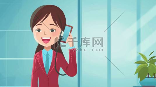 公司客服接听回答问题插画