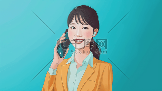 公司贺年插画图片_公司客服接听回答问题插画