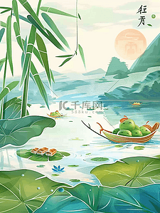 夏季风景手绘插画唯美海报