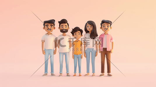 软件工程师插画图片_一组3D开发小组成员插画