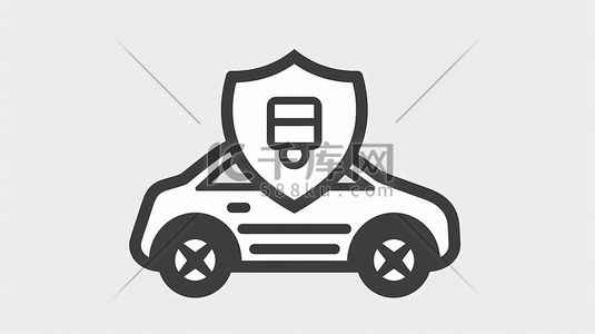 金属美金符号插画图片_汽车保险图标符号1