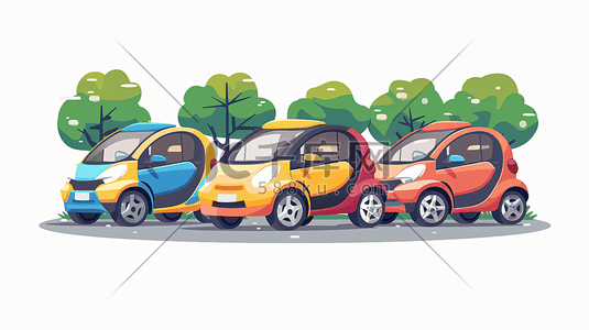 绿色环保节能低碳插画图片_绿色环保电动汽车15