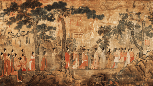 文化艺术插画图片_古代中国传统工笔画2