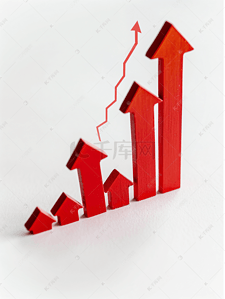 饼形图图表插画图片_在白色背景上孤立的红色向下箭头的图表。业务增长下降.