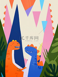 恐龙手抄报插画图片_快乐的恐龙儿童插图
