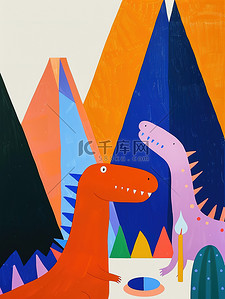 快乐的恐龙儿童插图