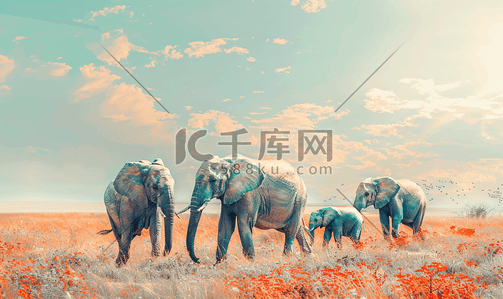 大象插画图片_与大象的艺术细节