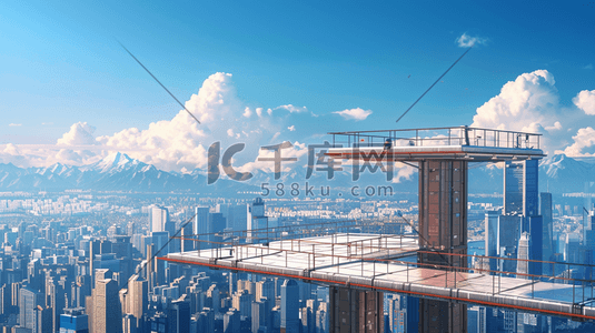 繁华的城市的高楼大平台插画