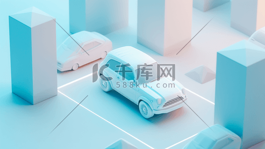 夜行小车插画图片_3D小轿车模型插画